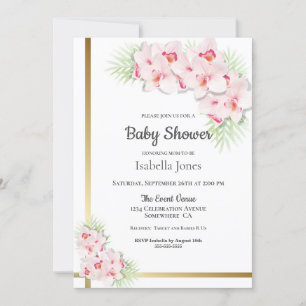 Baby Shower för rosa Orchid Blommigt Inbjudningar