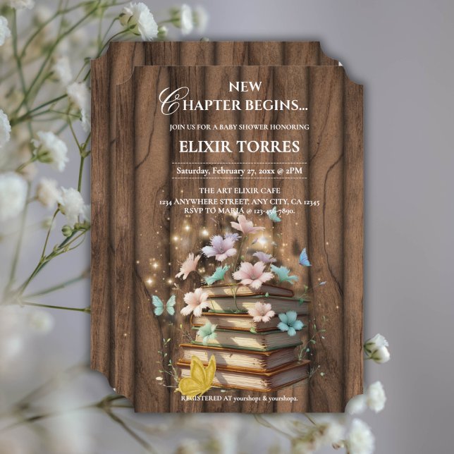 Baby Shower för Rustic Magic Storybooks Inbjudningar (Skapare uppladdad)