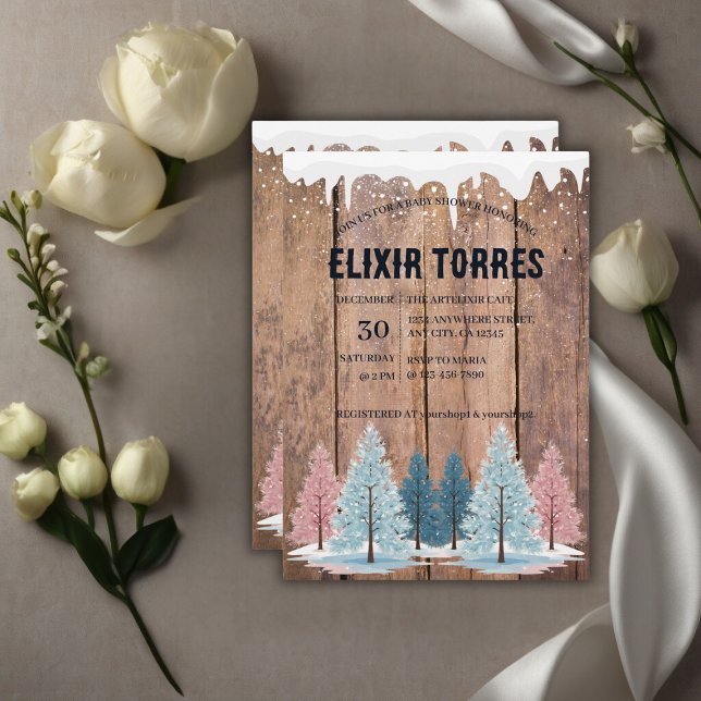 Baby Shower för Rustic Winter Forest Gräs Träd Inbjudningar (Skapare uppladdad)