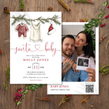 Baby Shower för Santa Baby Clothesline Photo QR-ko