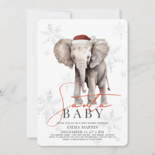 Baby Shower för Santa Baby Elephant Snöflingor Bab Inbjudningar