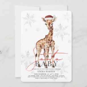 Baby Shower för Santa Baby Giraffe Snöflingor Baby Inbjudningar