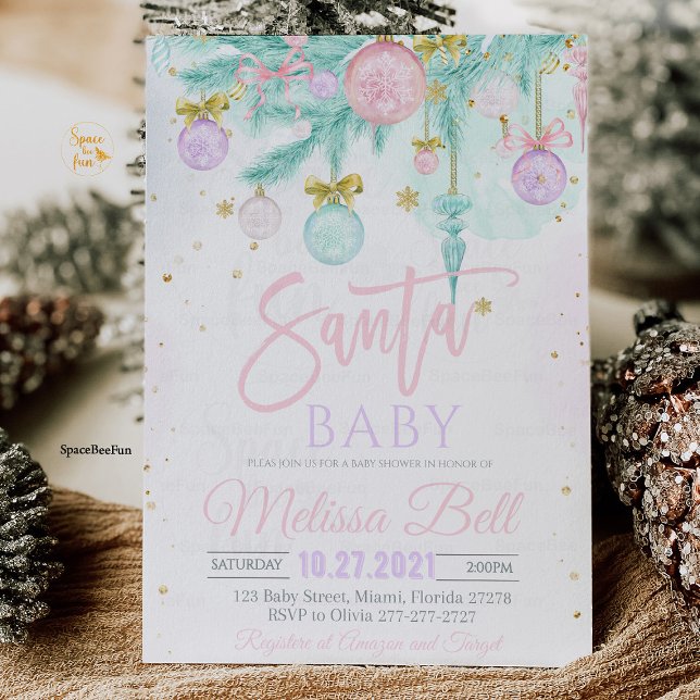 Baby Shower för Santa Baby Inbjudningar (Santa Baby Baby Shower,invitation,baby shower invitation, gift tag, holiday baby shower, Christmas b)