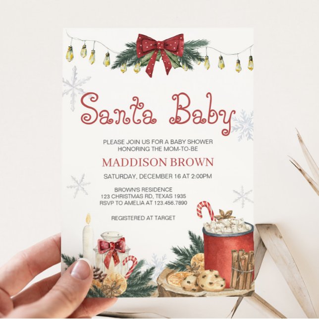 Baby Shower för Santa Baby Inbjudningar (Winter Christmas Baby Shower Invitation)