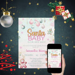 Baby Shower för Santa Flicka Inbjudningar<br><div class="desc">Nybörjarduschen i Santa flicka för en decemberbarnskur. Cute rosa och guld-gnistor för en trevlig juldusch i december.</div>