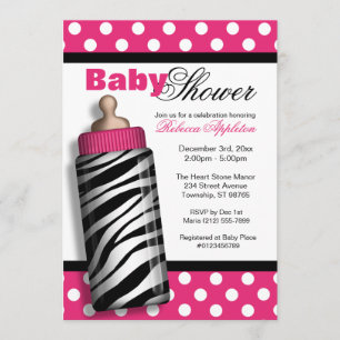 Baby shower för shock rosa för zebra inbjudningar