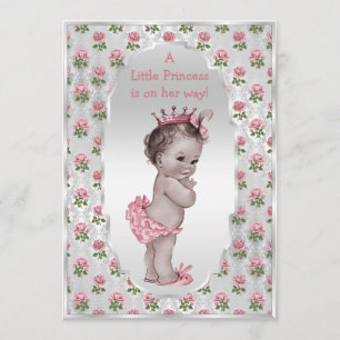 Baby shower för silver för vintagePrincess rosa Inbjudningar