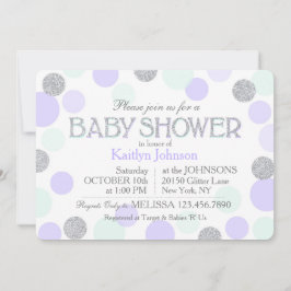 Baby Shower för silver Glitter Lavender Seafoam Do Inbjudningar