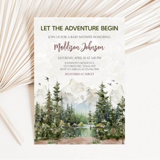 Baby Shower för skogsområde Inbjudningar (Let The Adventure Begin Baby Shower Invitation)