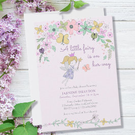 Baby Shower för små fairy Whimsical-Blomsterträdgå Inbjudningar