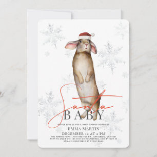 Baby Shower för Snöflingor i Santa Baby Bunny Inbjudningar