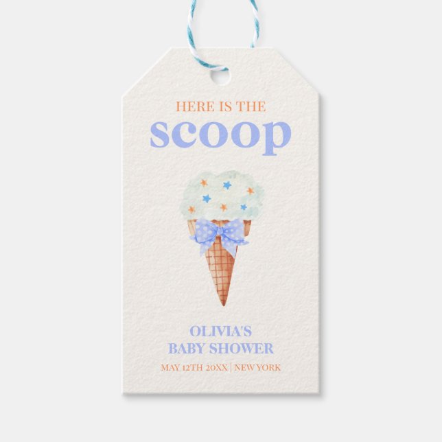 Baby Shower för sommaråterro Bow Star Ice Cream Ba Presentetikett (Framsidan)