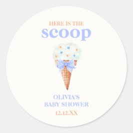 Baby Shower för sommaråterro Bow Star Ice Cream Ba Runt Klistermärke