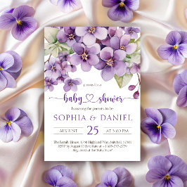 Baby Shower för sommarblodsblommor, Lila Violet Fl Inbjudningar