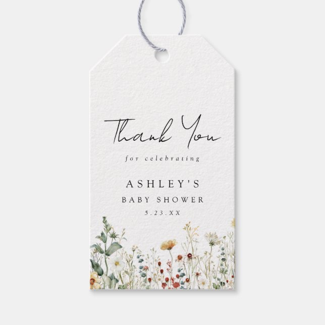 Baby Shower för sommarblomma Fält Presentetikett (Framsidan)