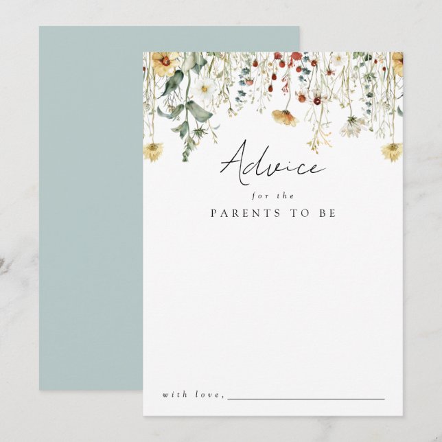 Baby Shower för sommarblomma Fält Rådkort (Fram/baksida)