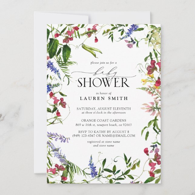 Baby Shower för sommarblomma Inbjudningar (Framsida)