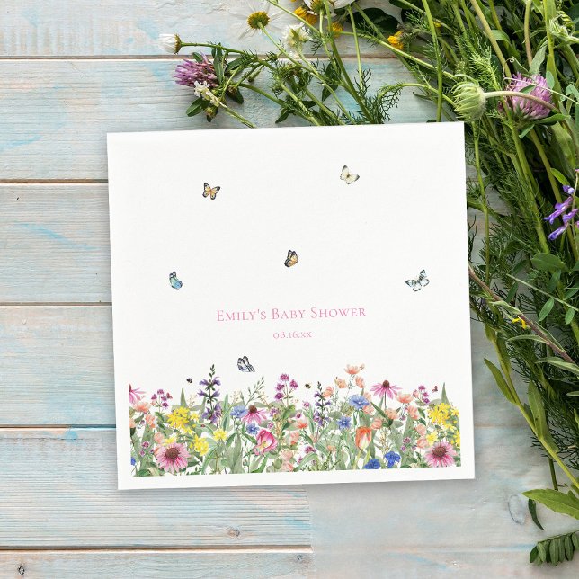 Baby Shower för sommarblommor och smörblommor Pappersservett (Skapare uppladdad)