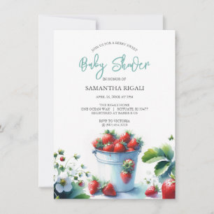 Baby Shower för sommarjordgubbar Inbjudningar