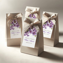 Baby Shower för sommarskörd, delikat violetta Lilo Presentetikett