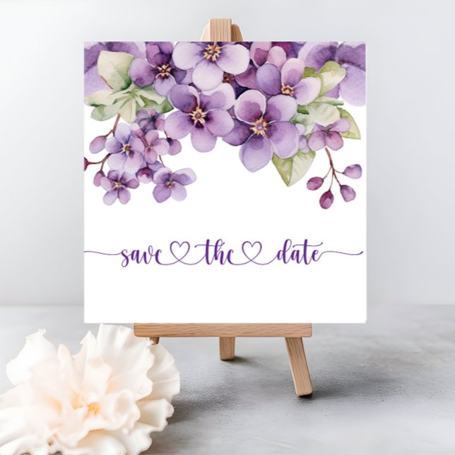 Baby Shower för sommarskörd, delikat violetta Lilo Spara Datumet (Summer Purple Delicate Violet Flowers Baby Shower Save The Date)