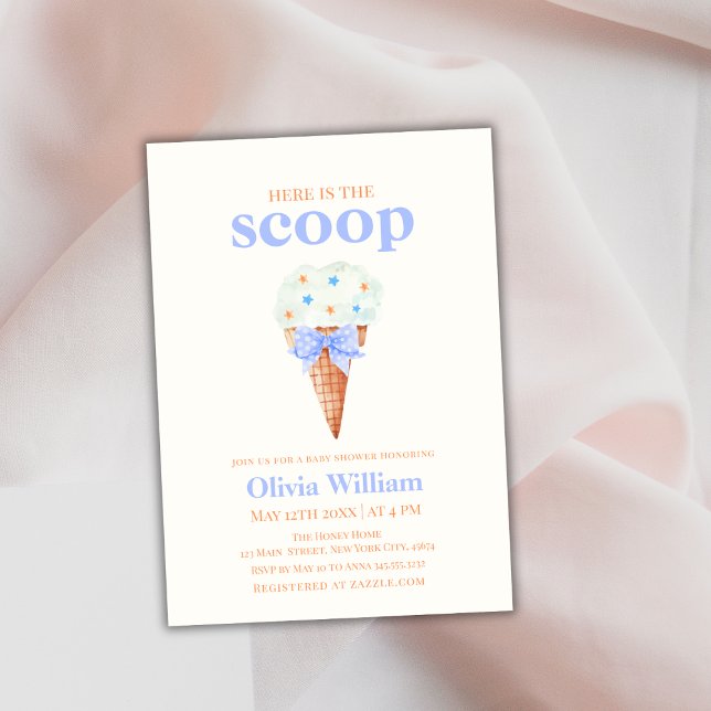 Baby Shower för sommarstuga med stjärnstjärnor Inbjudningar (Summer Bow Star Ice Cream Baby Shower Invitation)