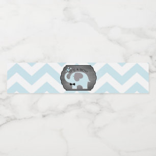 Baby shower för sparre för blåttelefantfluga vattenflaska etikett