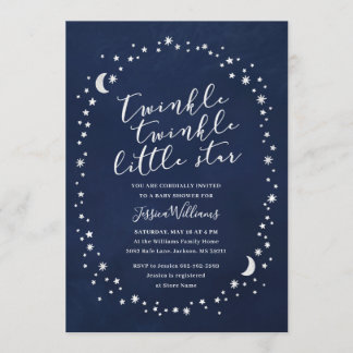 Baby shower för stjärna för glimtglimt lite inbjudningar