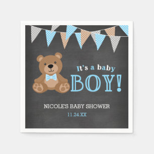 Baby shower för svart tavlanallepojke pappersservett