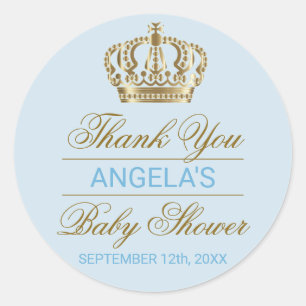 Baby shower för tackblåttPrince Guld Kröna Runt Klistermärke