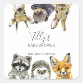 Baby Shower för träddjur Fyrkantigt Klistermärke