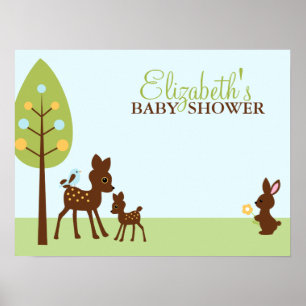 Baby Shower för träddjur Poster