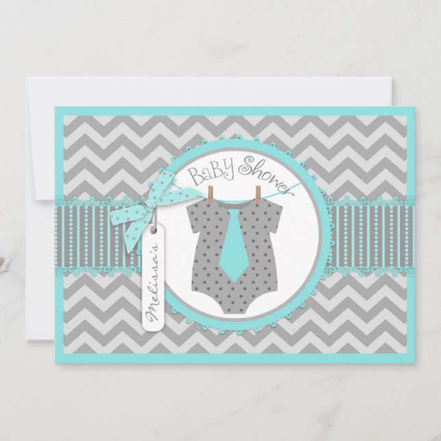 Baby shower för tryck för pojkeTiesparre Inbjudningar (Framsida)