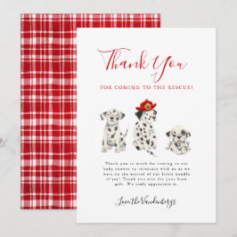 Baby Shower för valpar för Cute Firefighter Tack Kort