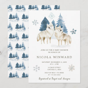 Baby Shower för Varg för Cute Winter Arktis Inbjudningar