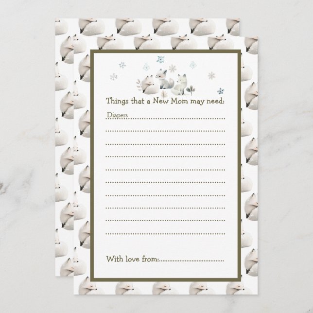 Baby Shower för Varg för Cute Winter Arktis Inbjudningar (Fram/baksida)