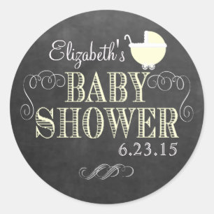Baby shower för vintageLookgult Runt Klistermärke