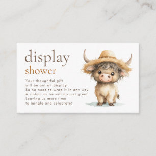 Baby Shower för Visning för Cute Highland Cow Tilläggskort