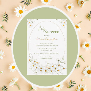 Baby Shower för vit Daisy Blommigt Inbjudningar