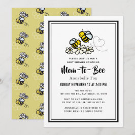 Baby Shower för vit Daisy från mamma till Bee Cute Inbjudningar