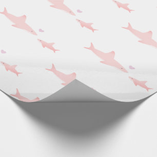 Baby shower för vit   för gulliga hajar rosa presentpapper