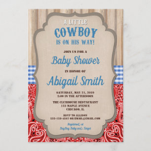 Baby shower för western bandana för blått för inbjudningar