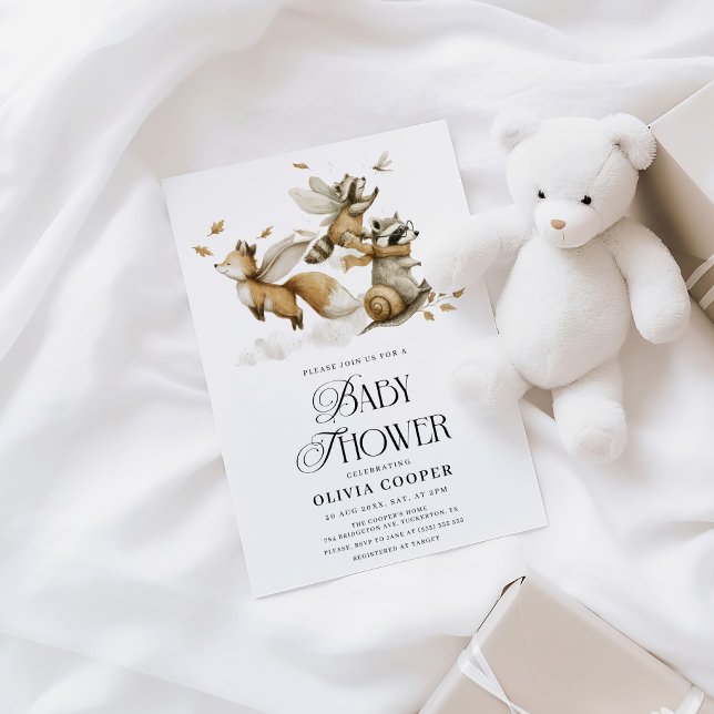 Baby Shower för Whimsical Forest Animals Inbjudningar (Skapare uppladdad)