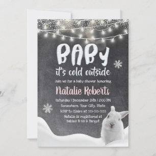 Baby Shower för Winter Snö Rabbit Rustic Chalkboar Inbjudningar