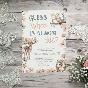 Baby Shower för Woodland Animal Hjort Uggla Inbjudningar