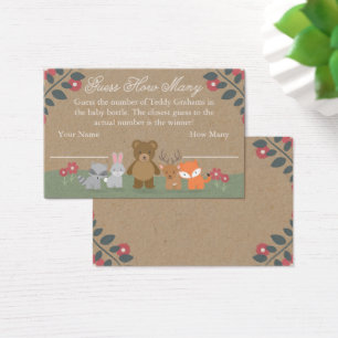 Baby Shower för Woodland-Blommigtar anger hur mång Visitkort