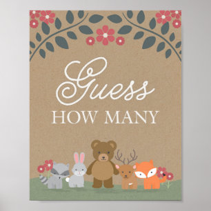 Baby Shower för Woodland Blommigts gisslar hur mån Poster