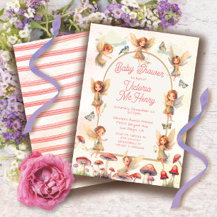 Baby Shower för Woodland Fairy Toadstool Baby Show Inbjudningar