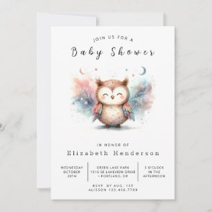 Baby Shower Forest Digital Uggla Inbjudningar