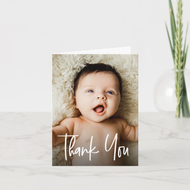Baby Shower-foton för liten modern Anpassningsbar  Tack Kort (Framsida)